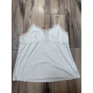 VTG Off White Lace Trim Cotton Camisole Tank Top XL/XG (16/18) Adjustable Straps